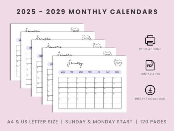 Download 2025 - 2029 Monthly Landscape Calendars - 2025 Collection