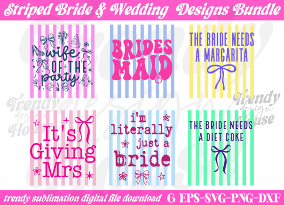 Download Trendy Striped Wedding Bride PNG Bundle - Wedding Collection