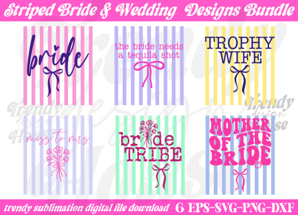 Download Trendy Striped Wedding PNG Bundle Bride - Wedding Collection