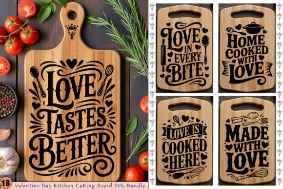Download Valentine Kitchen Cutting Board SVG Bundle - Svg bundle Collection