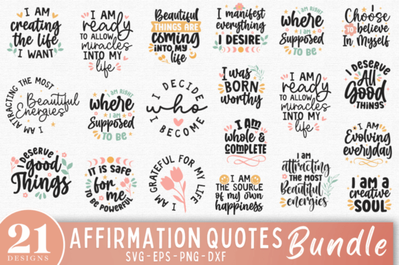 Download Affirmation Quotes SVG Bundle, Positive - Svg bundle Collection